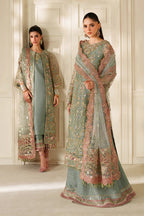 Sage Green & Dusty Rose Accent: Embroidered Chiffon Suit | Read To Wear
