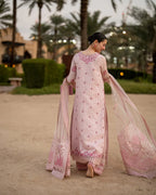 Blush Pink - Embroidered Lawn Suit With Organza Dupatta | Read To Wear