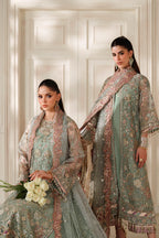 Sage Green & Dusty Rose Accent: Embroidered Chiffon Suit | Read To Wear