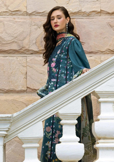 3 Pcs Embroidered Lawn Suit with Chiffon Dupatta | Ready To Wear