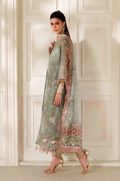 Sage Green & Dusty Rose Accent: Embroidered Chiffon Suit | Read To Wear