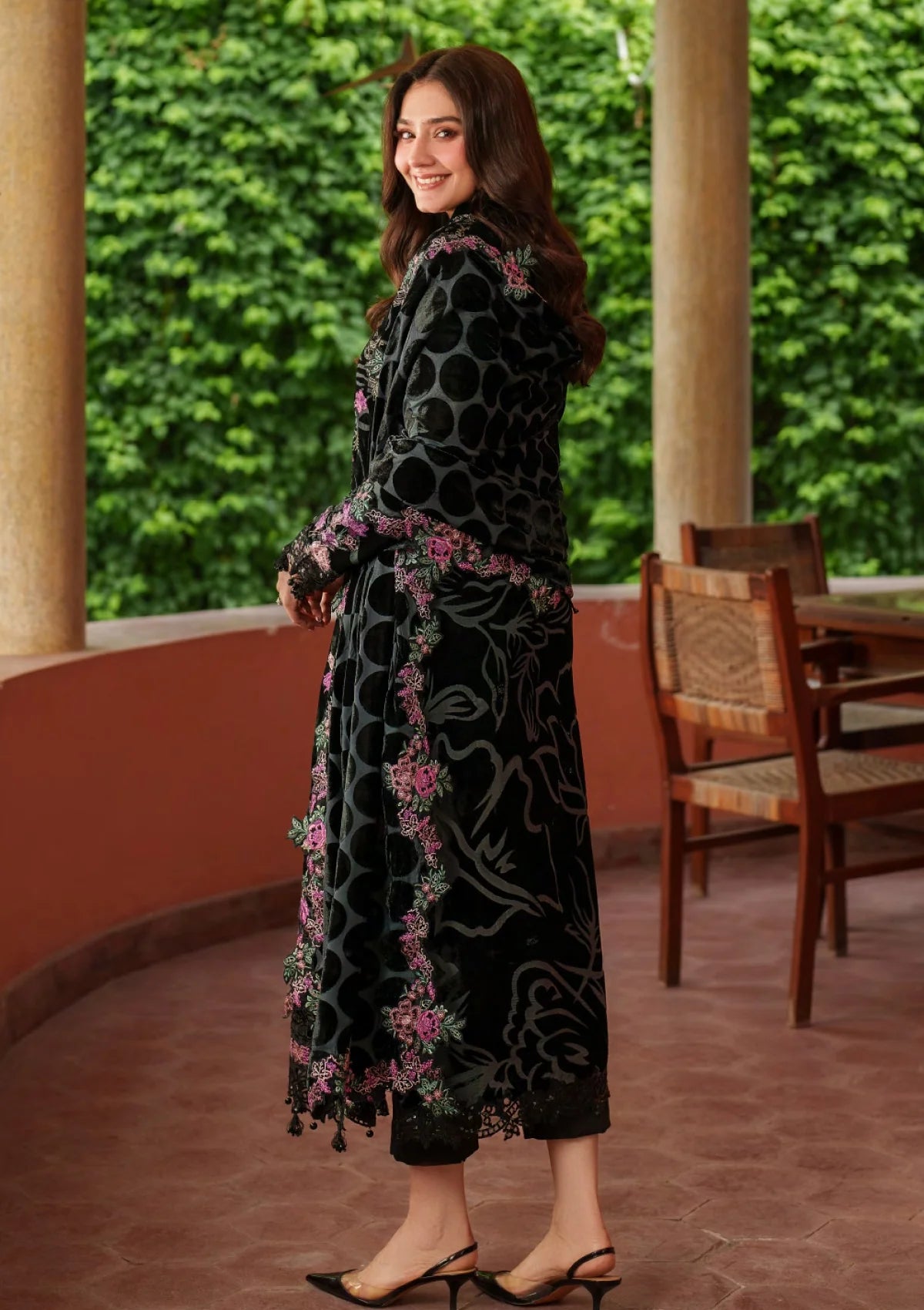 Emerald Green: Velvet Floral Embroidered Suit With Silk Trouser | Ready To Wear