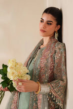 Sage Green & Dusty Rose Accent: Embroidered Chiffon Suit | Read To Wear