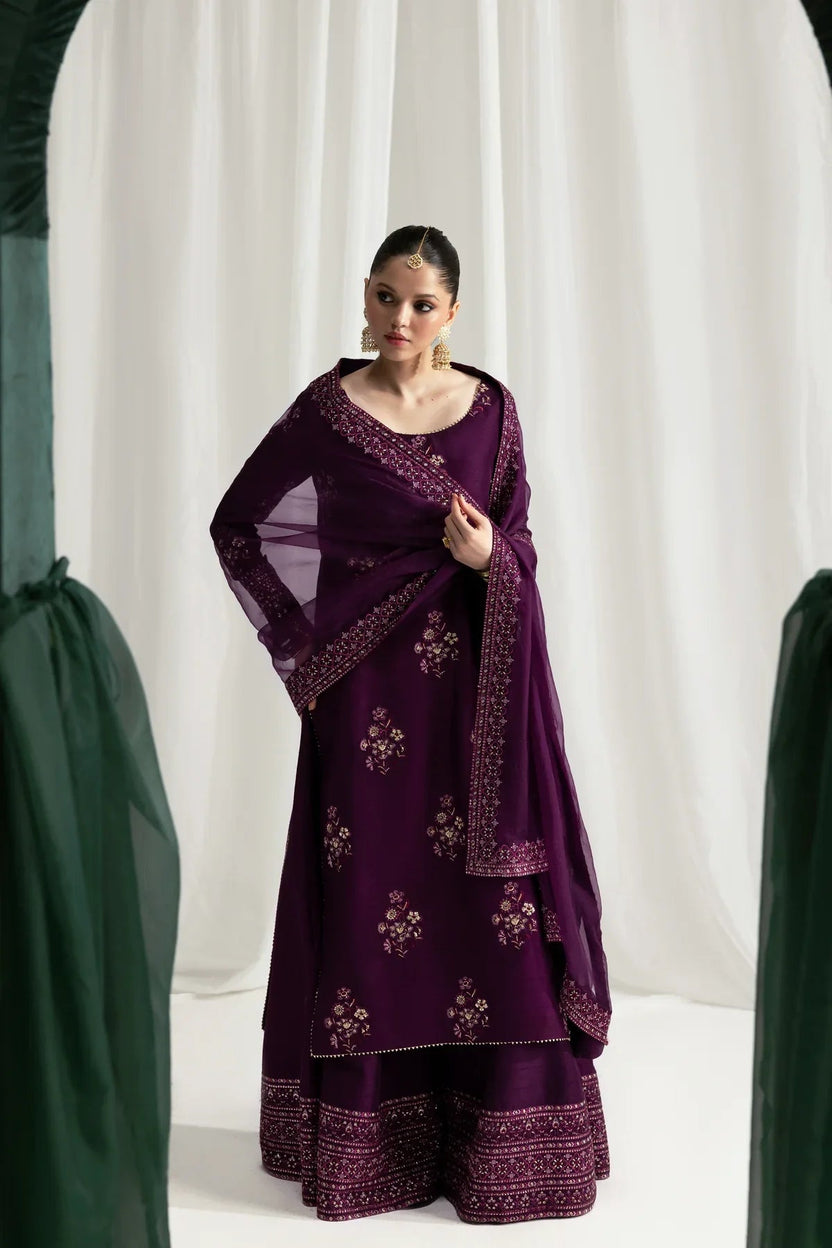 03 Piece Luxury Raw Silk Suit - Ready To Wear