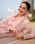 Blush Pink - Embroidered Lawn Suit With Organza Dupatta | Read To Wear