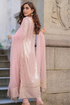 3 Pcs Semi Pure Chiffon Sequence Embroidered Suit with Dupatta | Ready To Wear