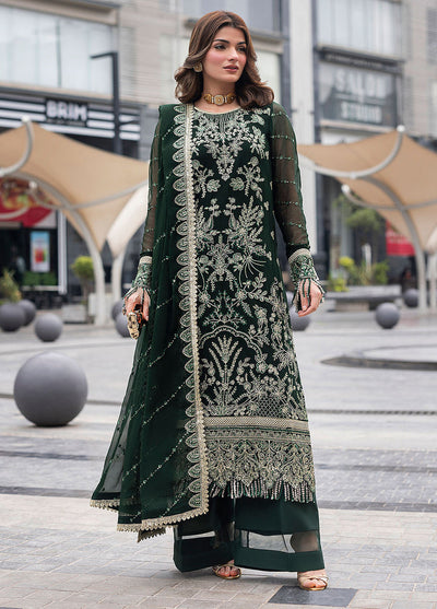 03 Piece Semi Pure  Embroidered Chiffon Suit - Ready To Wear