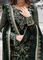 03 Piece Semi Pure  Embroidered Chiffon Suit - Ready To Wear