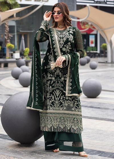 03 Piece Semi Pure  Embroidered Chiffon Suit - Ready To Wear