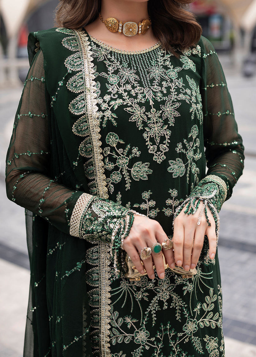 03 Piece Semi Pure  Embroidered Chiffon Suit - Ready To Wear