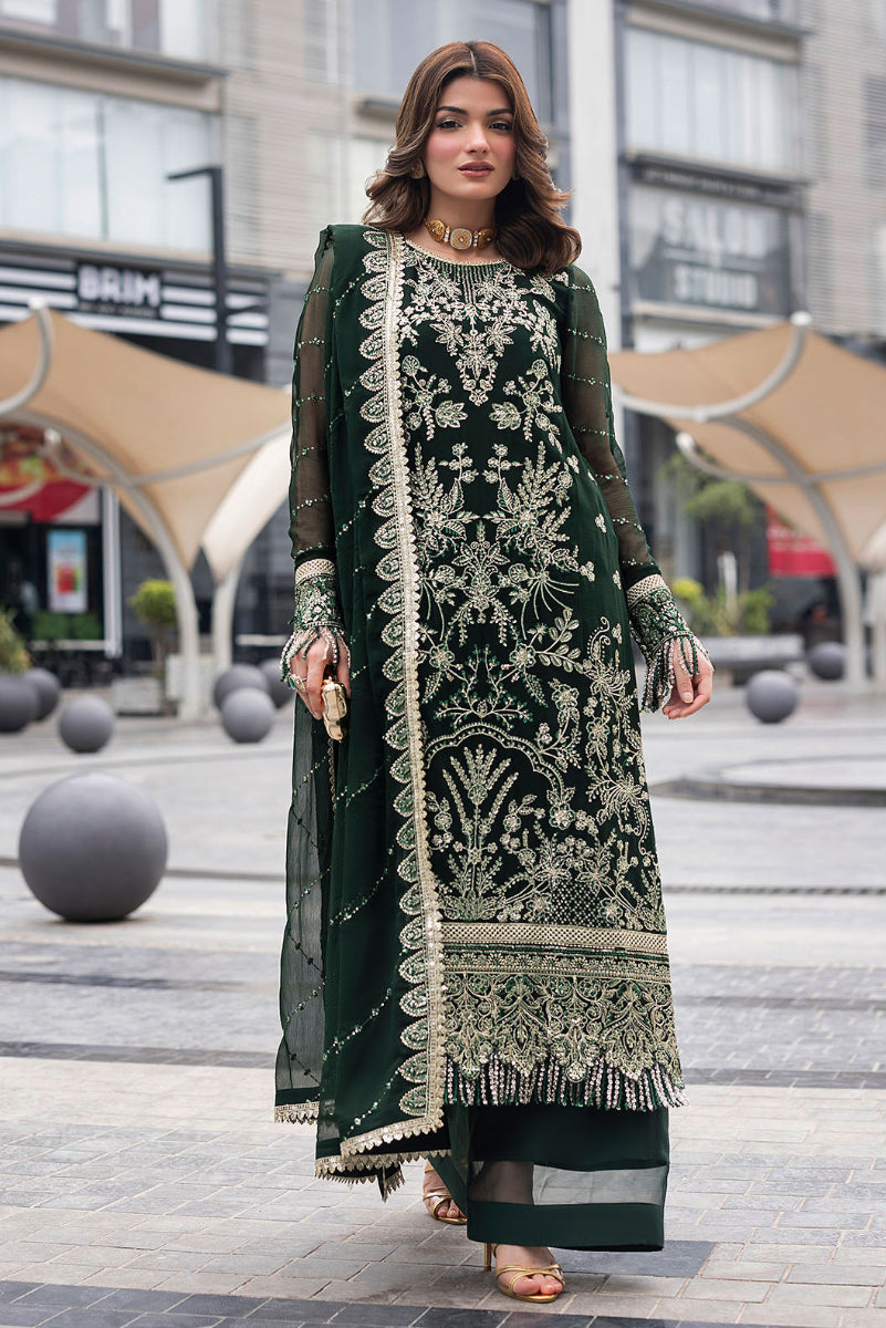 03 Piece Semi Pure  Embroidered Chiffon Suit - Ready To Wear