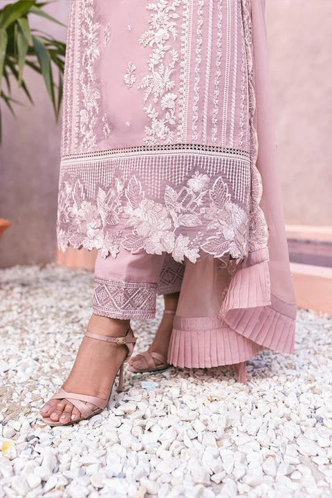 Muted Lavender Pink: Embroidered Chiffon Suit | Ready To Wear