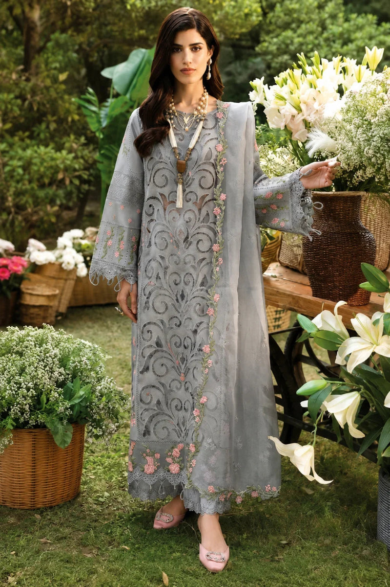 03-Piece Embroidered Lawn Suit With Chiffon Dupatta | Ready To Wear