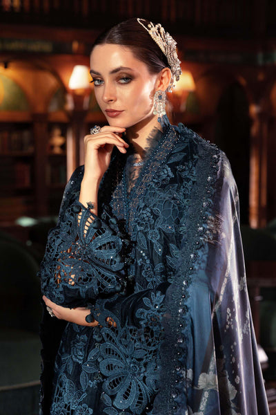 Midnight Teal Velvet Embroidered Suit | Ready To Wear