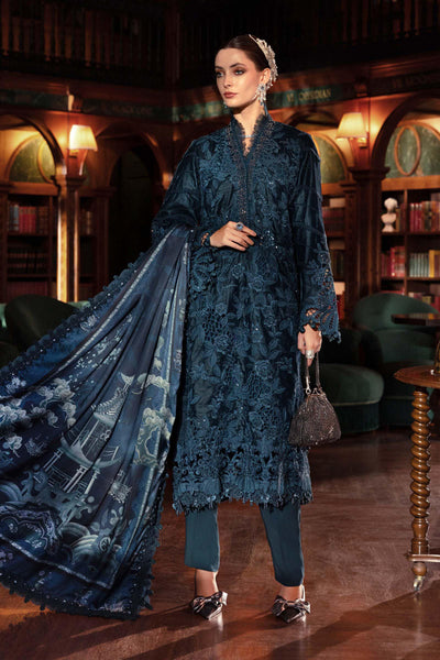 Midnight Teal Velvet Embroidered Suit | Ready To Wear