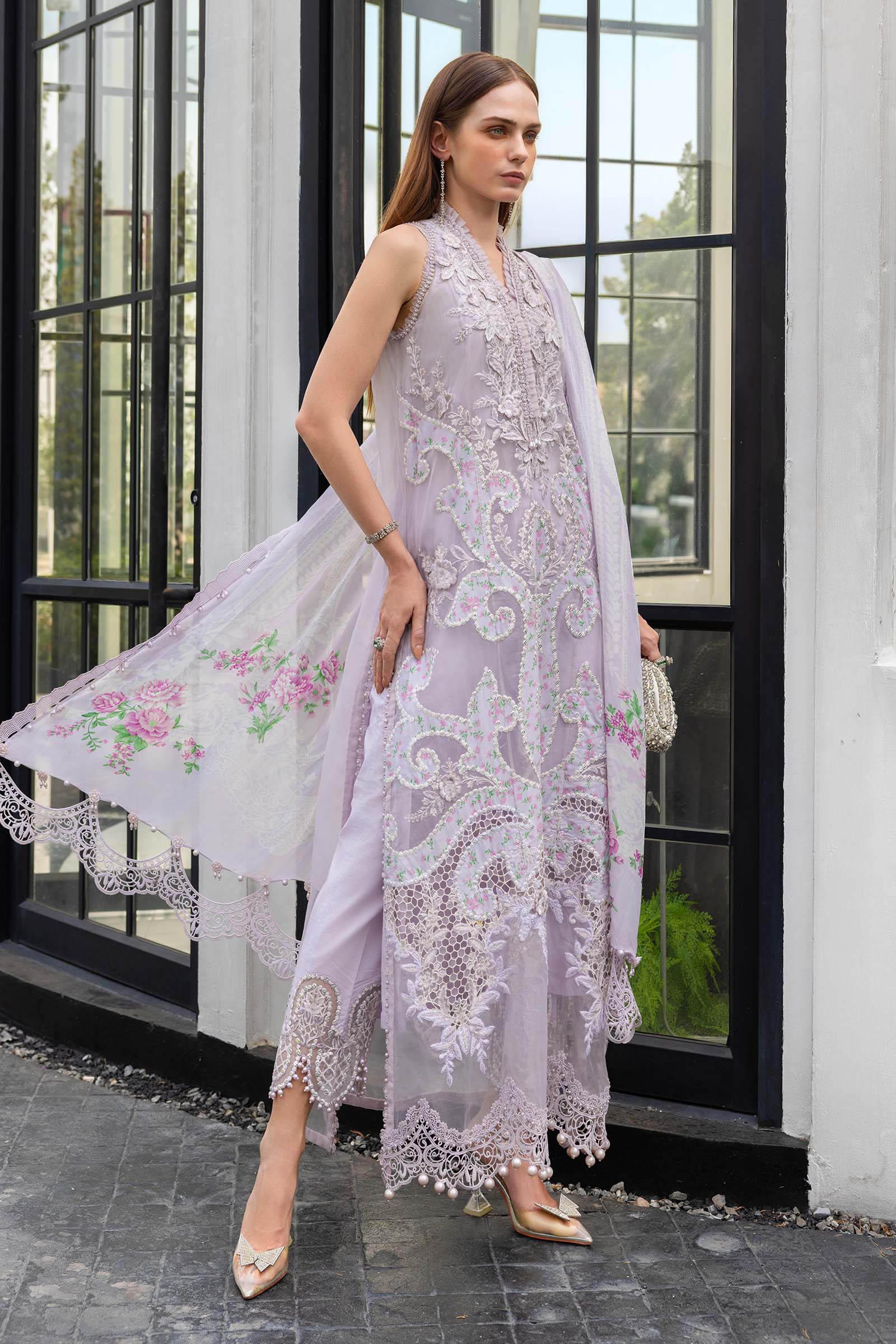 03-Piece Embroidered Organza Suit | Ready To Wear