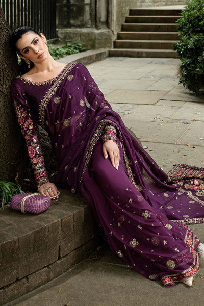 3-Piece Lavender Net Embroidered Saree | Ready To Wear