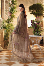 Taupe Flora 3D Royale: Embroidered Chiffon Suit | Ready To Wear