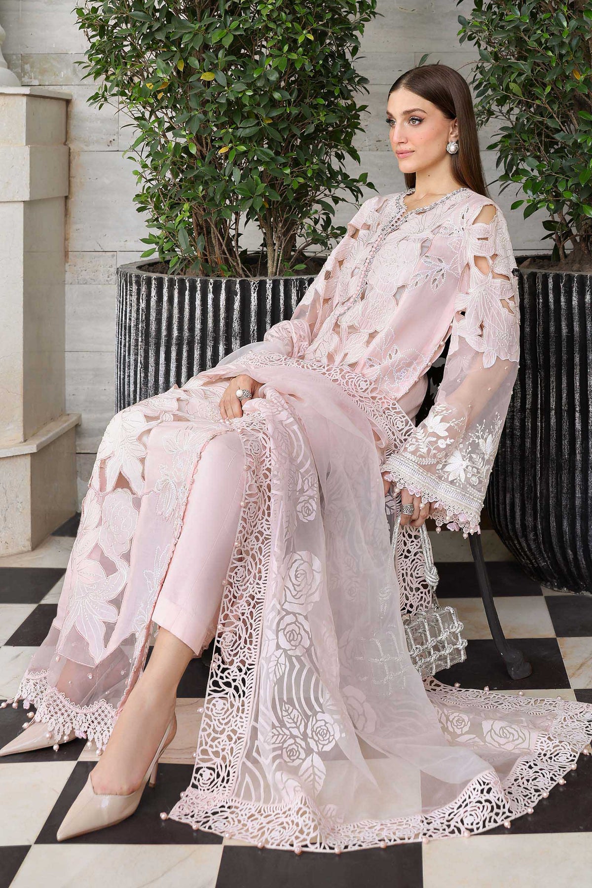 Powder Pink: Heavy Embroidered Lawn Suit | Ready To Wear