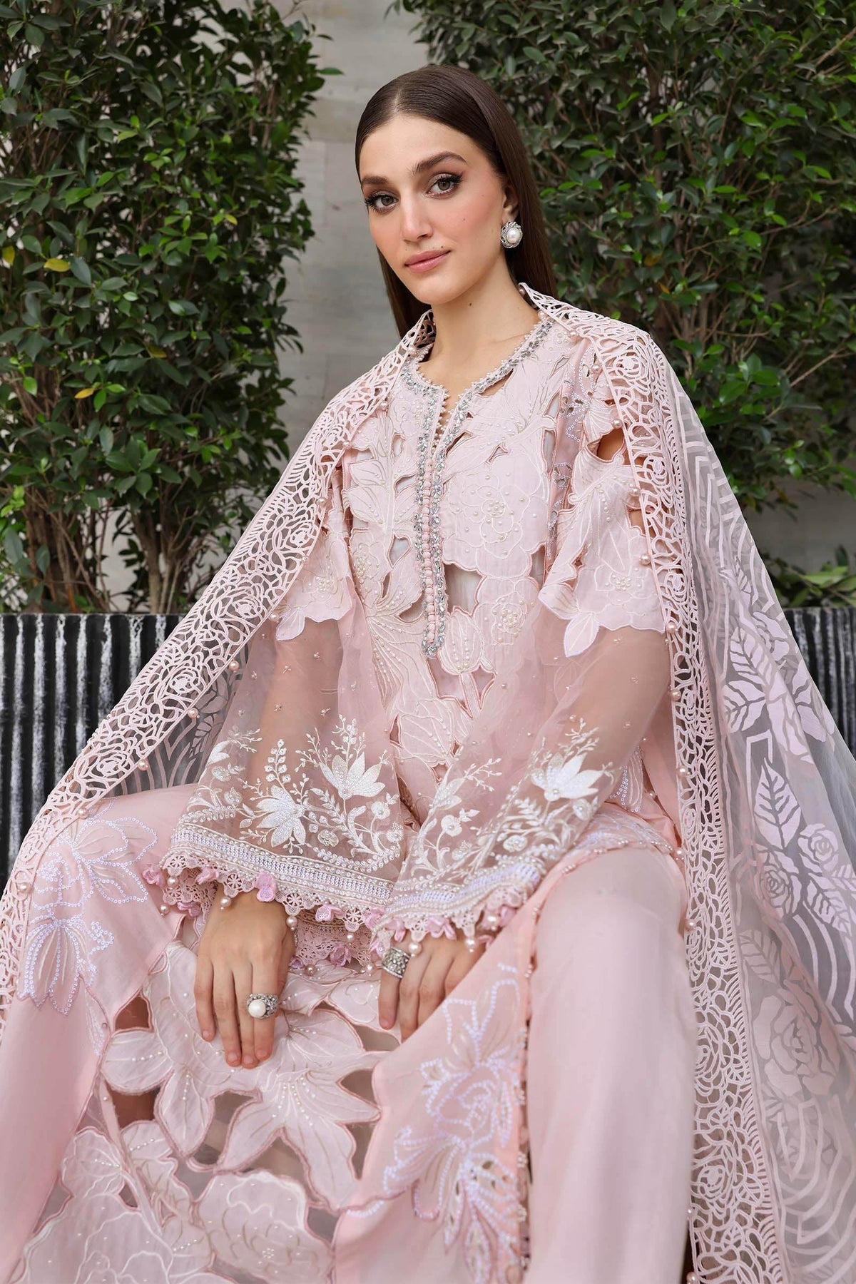 Powder Pink: Heavy Embroidered Lawn Suit | Ready To Wear