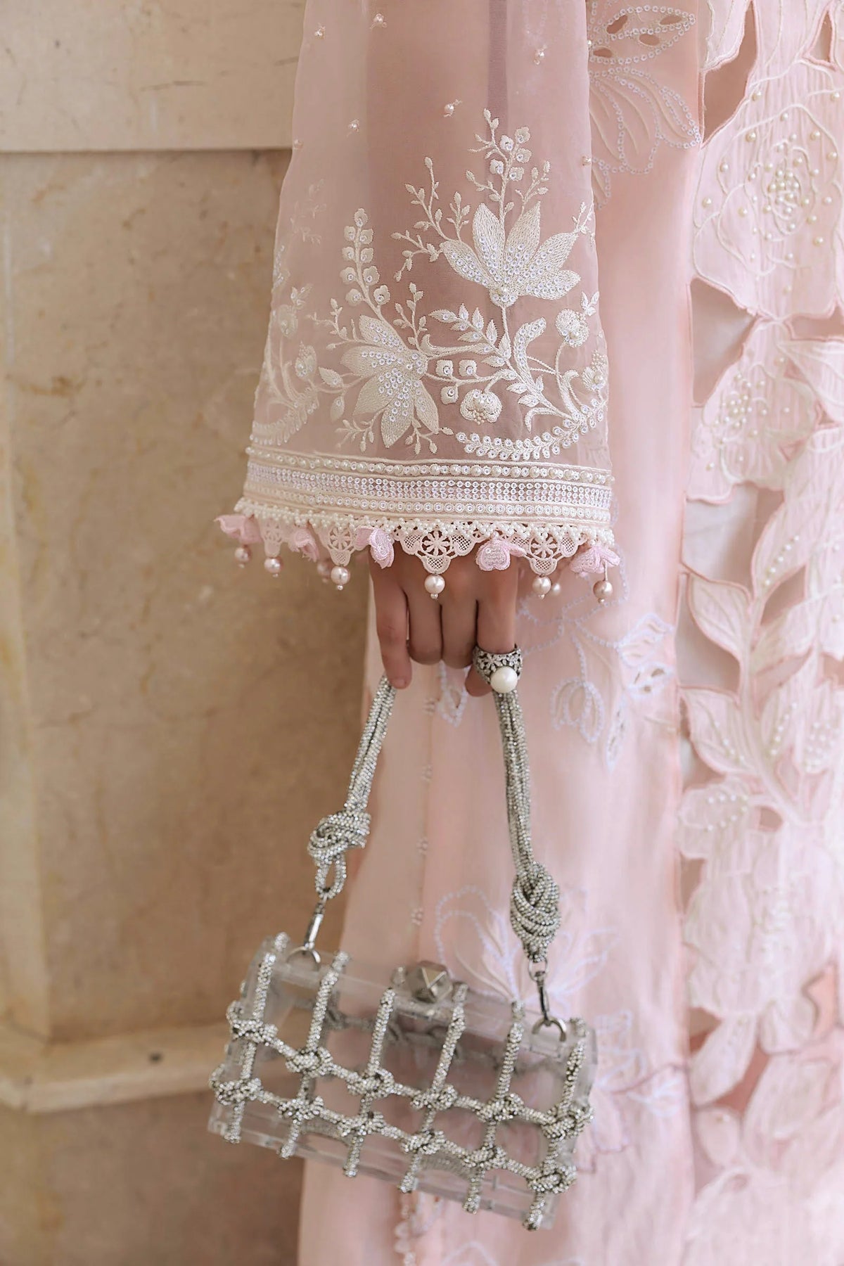 Powder Pink: Heavy Embroidered Lawn Suit | Ready To Wear