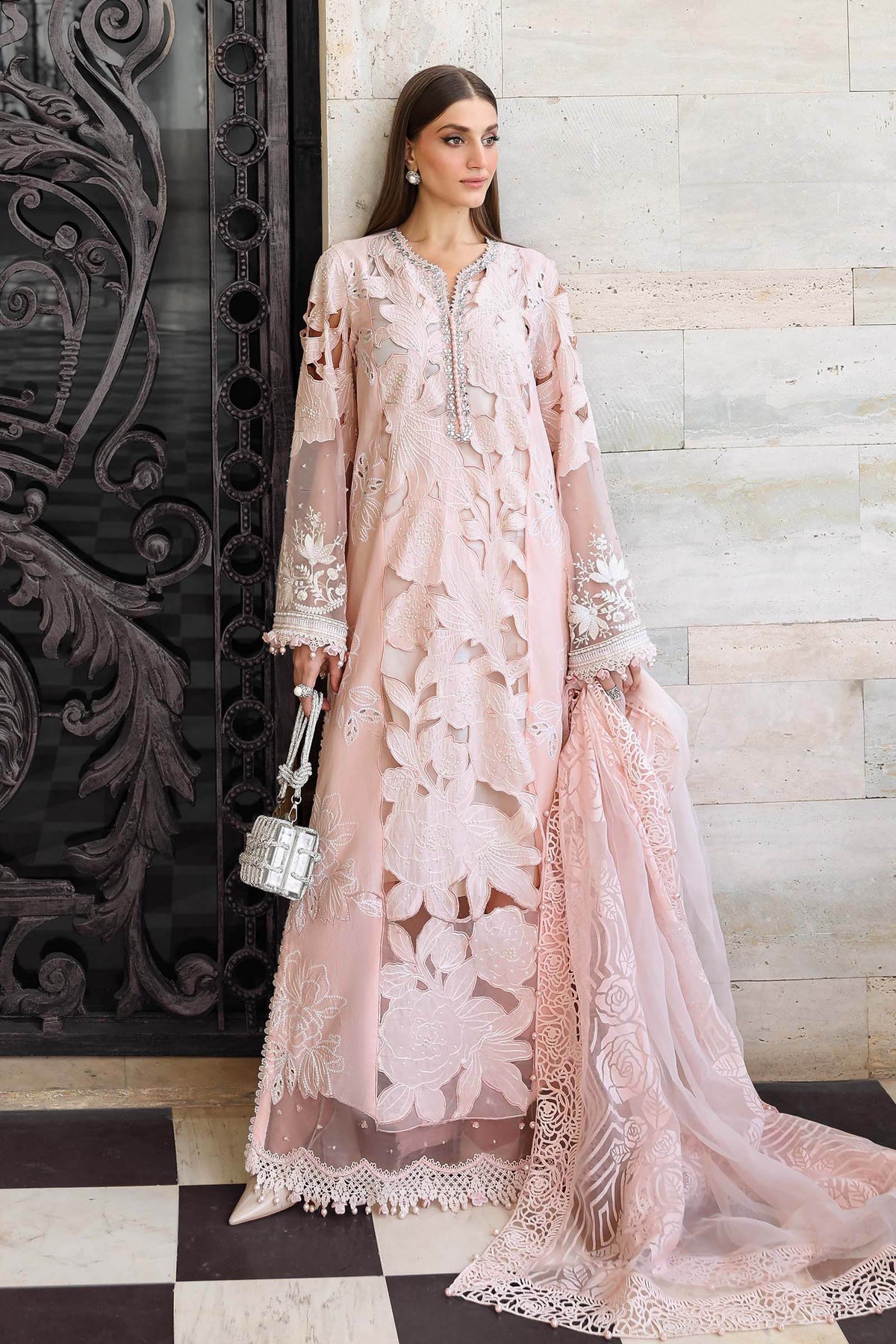 Powder Pink: Heavy Embroidered Lawn Suit | Ready To Wear