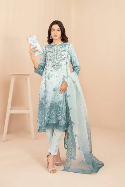 Naqsh -  Embroidered Organza Suit with Plain Trouser - Ready to Wear