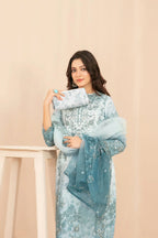 Naqsh -  Embroidered Organza Suit with Plain Trouser - Ready to Wear