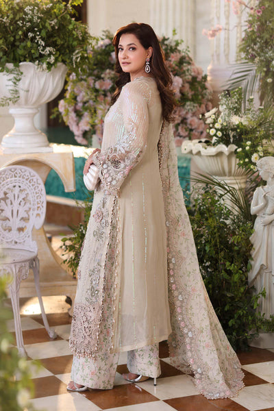 Champagne Beige: Embroidered Chiffon Suit With Silk Dupatta | Ready To Wear