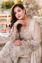 Champagne Beige: Embroidered Chiffon Suit With Silk Dupatta | Ready To Wear