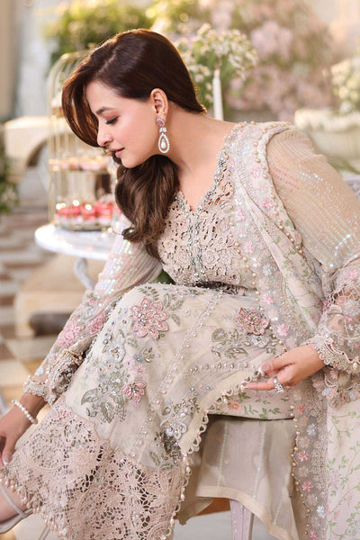 Champagne Beige: Embroidered Chiffon Suit With Silk Dupatta | Ready To Wear