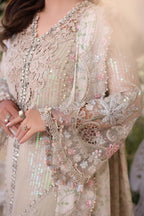 Champagne Beige: Embroidered Chiffon Suit With Silk Dupatta | Ready To Wear