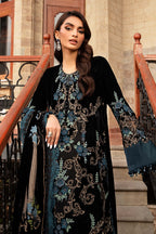 Noir Teal Romance: Heavy Embroidered Velvet Suit With Silk Trouser | Ready To Wear