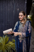 Royal Sapphire & Gilded Silver: Embroidered Velvet Suit | Ready To Wear