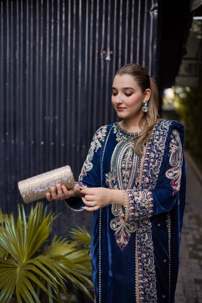 Royal Sapphire & Gilded Silver: Embroidered Velvet Suit | Ready To Wear