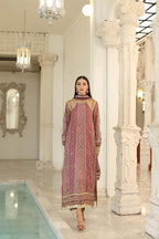 03-Piece Embroidered Khaddi Net Suit With Printed Silk Dupatta | Ready To Wear
