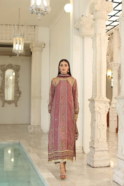 03-Piece Embroidered Khaddi Net Suit With Printed Silk Dupatta | Ready To Wear
