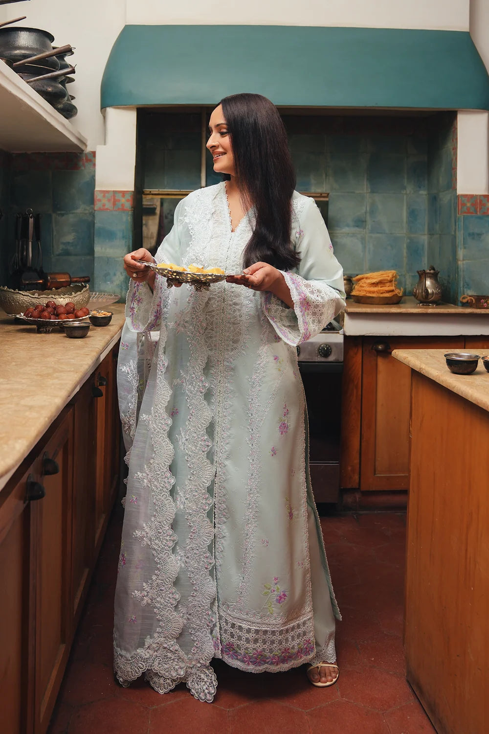 Soft Icy Pastel: Embroidered Cotton Suit | Ready To Wear