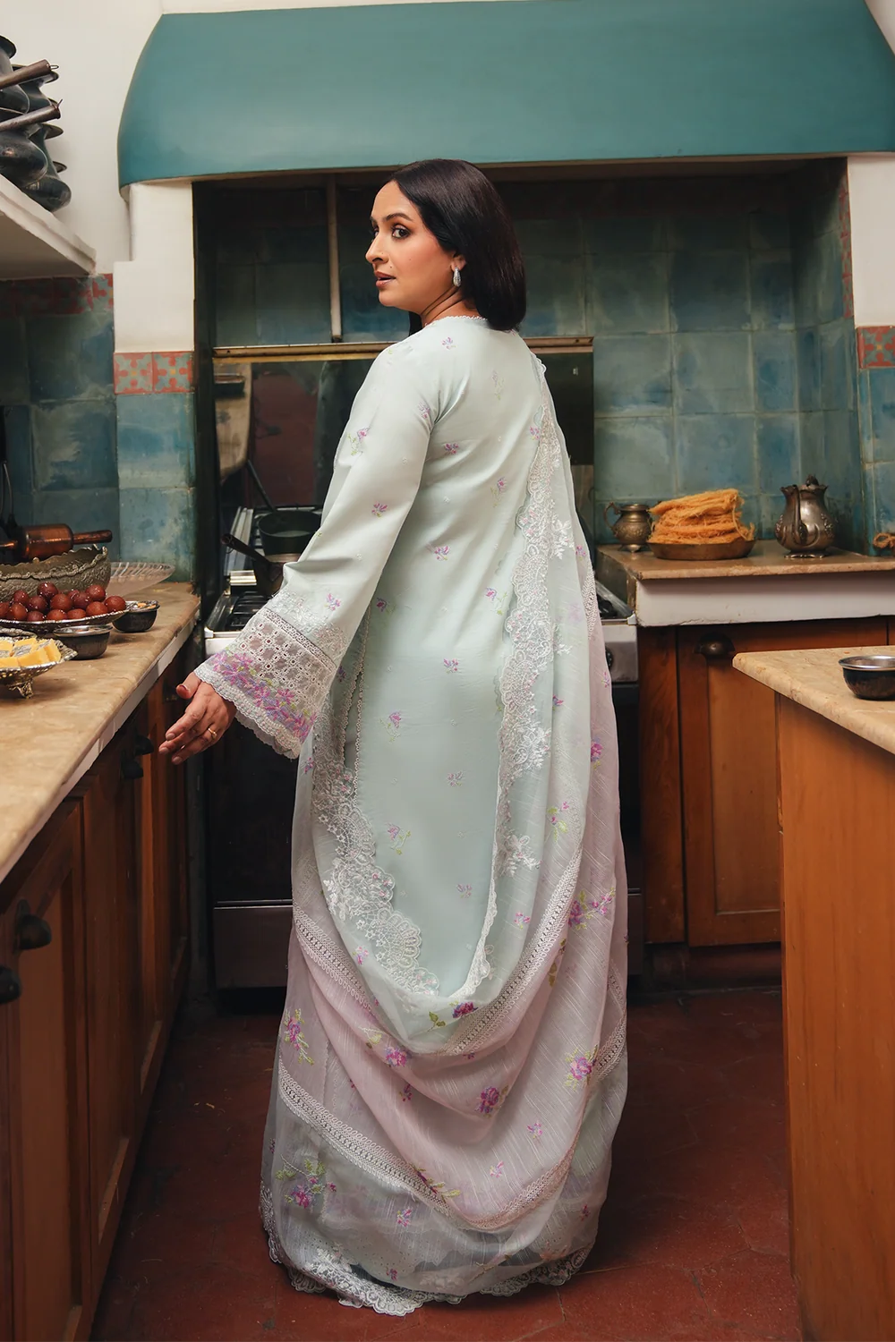 Soft Icy Pastel: Embroidered Cotton Suit | Ready To Wear