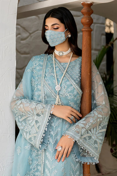 Sky Blue & Silver: Heavy Embroidered Chiffon Suit |Ready To Wear