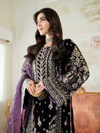 Deep Plum Purple & Silver Embroidered Velvet Suit | Ready To Wear