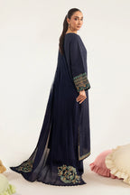 Navy Blue & Multi-Color: Embroidered Chiffon Suit | Ready To Wear