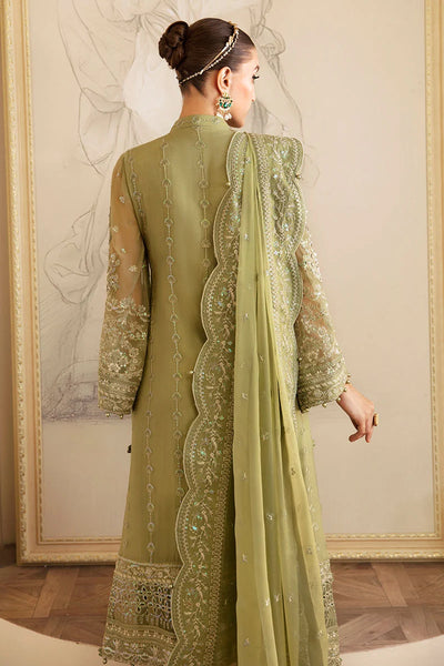 The Royal Olive: 03-Piece Embroidered Chiffon Suit | Ready To Wear