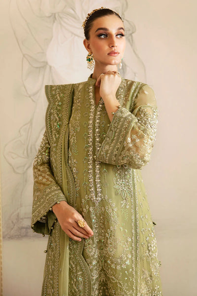 The Royal Olive: 03-Piece Embroidered Chiffon Suit | Ready To Wear