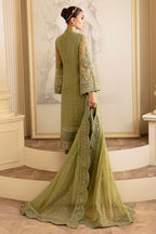 The Royal Olive: 03-Piece Embroidered Chiffon Suit | Ready To Wear