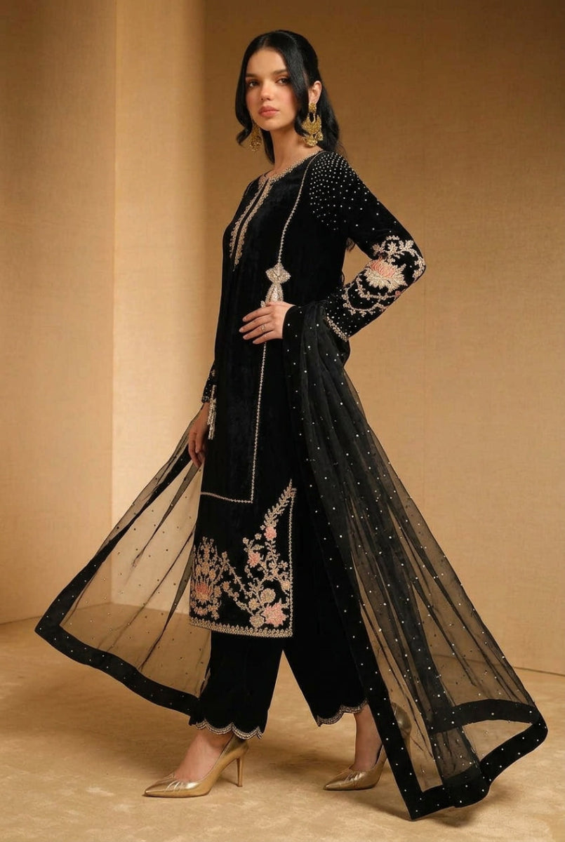 Heavy Embroidered 3-Piece Formal Suit  | Ready To Wear