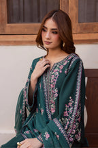 03 Piece Luxury Embroidered Raw Silk Suit - Ready To Wear
