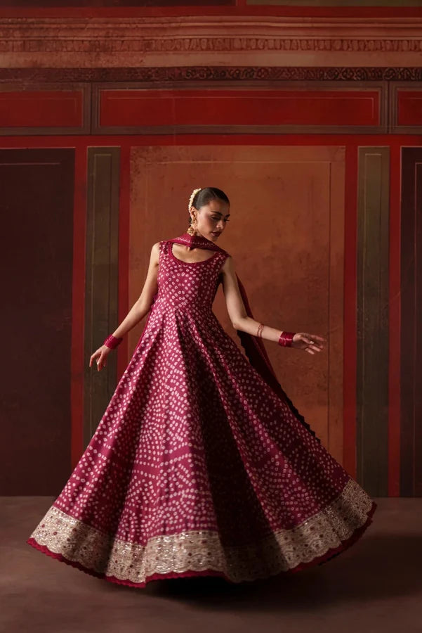 Royal Plum Berry: Printed Silk Flared Maxi