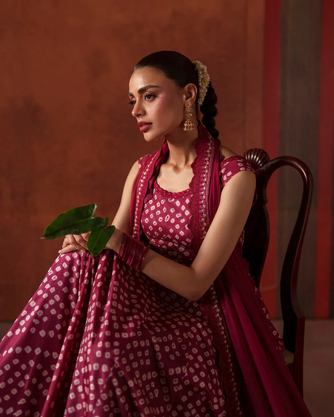 Royal Plum Berry: Printed Silk Flared Maxi