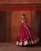 Royal Plum Berry: Printed Silk Flared Maxi